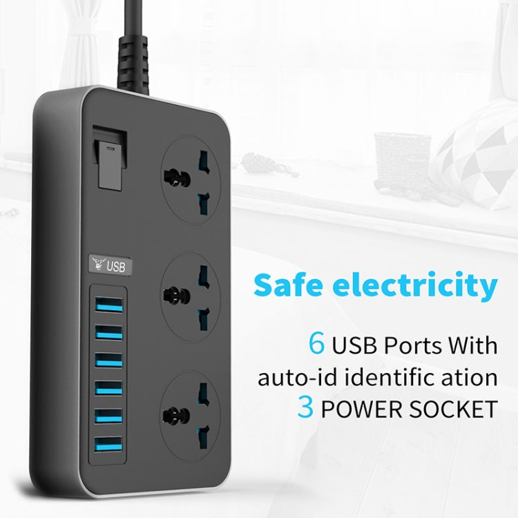 T09 3000W High Power Multi-Function Plug-in 3-Hole International Universal Jack + 6 USB Intelligent Charging UK PLUG