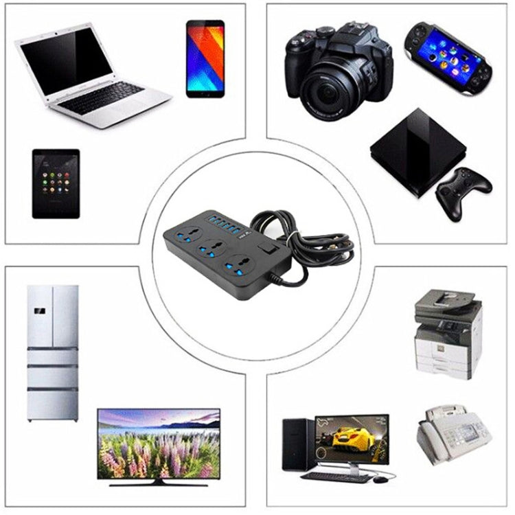 T09 3000W High Power Multi-Function Plug-in 3-Hole International Universal Jack + 6 USB Intelligent Charging UK PLUG