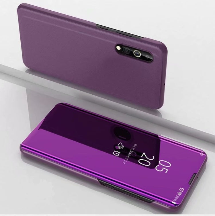 For Samsung Galaxy A01 Plated Mirror Horizontal Flip Leather Case with Holder