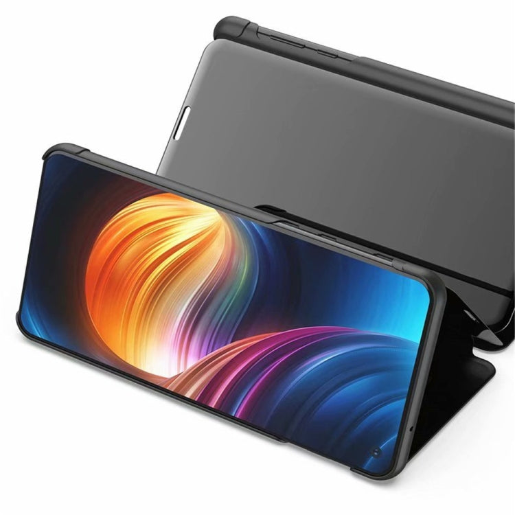 For Samsung Galaxy A01 Plated Mirror Horizontal Flip Leather Case with Holder