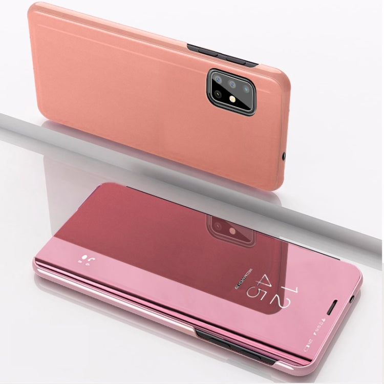 For Samsung Galaxy M40s Plated Mirror Horizontal Flip Leather Case with Holder