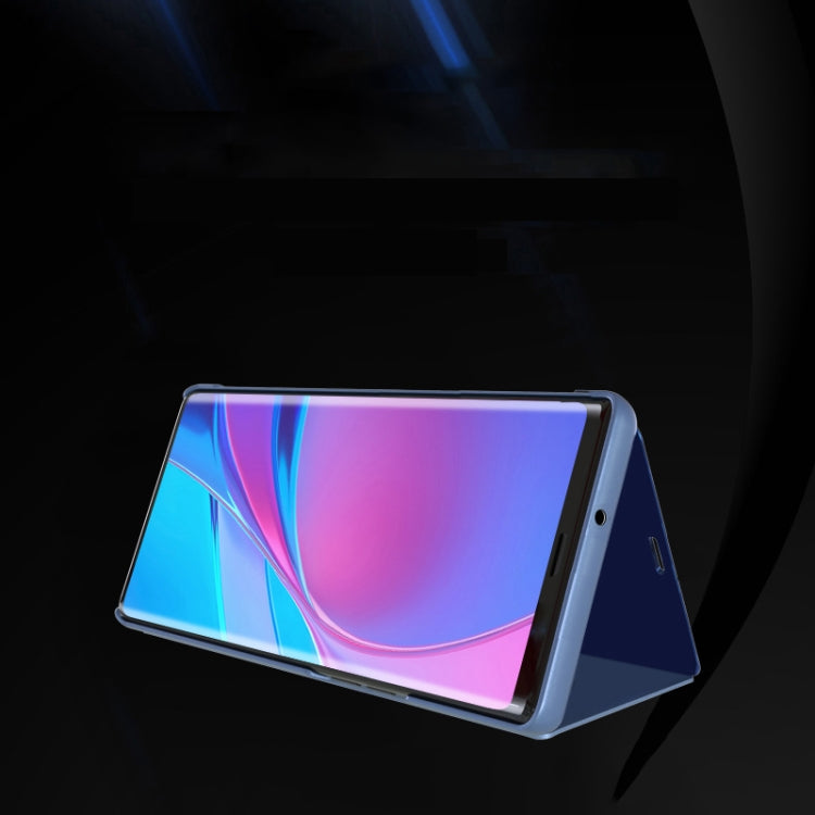 For Samsung Galaxy M40s Plated Mirror Horizontal Flip Leather Case with Holder
