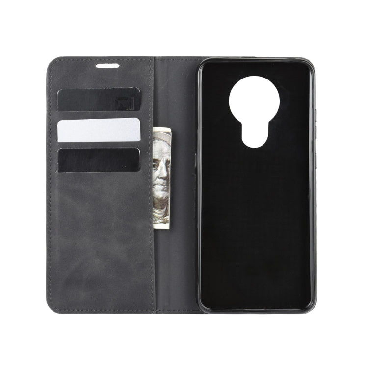 For Nokia 5.3 Retro-skin Business Magnetic Suction Leather Case with Holder & Card Slots & Wallet