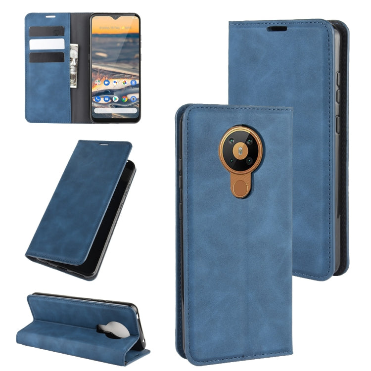 For Nokia 5.3 Retro-skin Business Magnetic Suction Leather Case with Holder & Card Slots & Wallet
