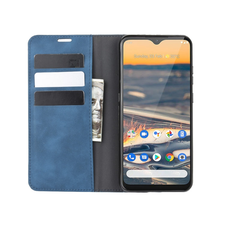 For Nokia 5.3 Retro-skin Business Magnetic Suction Leather Case with Holder & Card Slots & Wallet