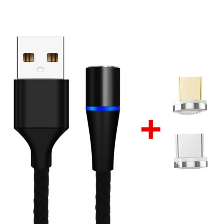 2 in 1 3A USB to Micro USB + USB-C / Type-C Fast Charging + 480Mbps Data Transmission Mobile Phone Magnetic Suction Fast Charging Data Cable, Cable Length: 1m