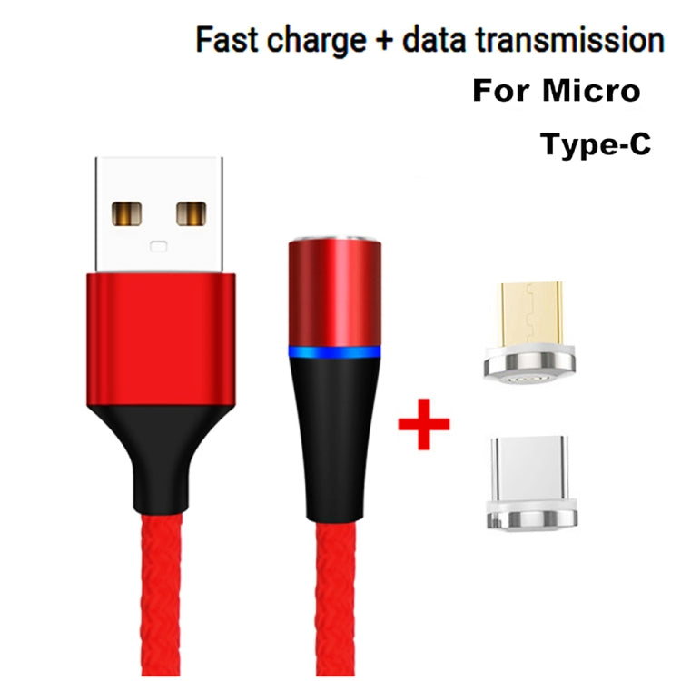2 in 1 3A USB to Micro USB + USB-C / Type-C Fast Charging + 480Mbps Data Transmission Mobile Phone Magnetic Suction Fast Charging Data Cable, Cable Length: 1m