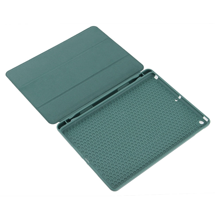 For iPad 10.2 Honeycomb Ventilation Foldable Deformation Horizontal Flip PU Leather Case with 3-Folding Holder & Pen Slot & Smart Sleep / Wake-up