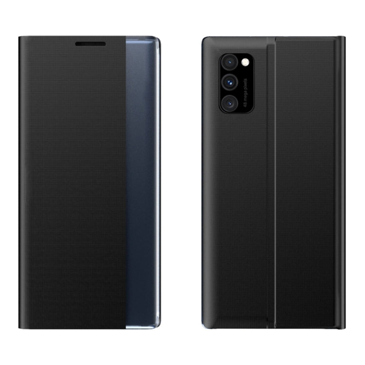 For Samsung Galaxy A71 5G Side Display Magnetic Horizontal Flip Plain Texture Cloth + PC Case with Holder & Sleep / Wake-up Function
