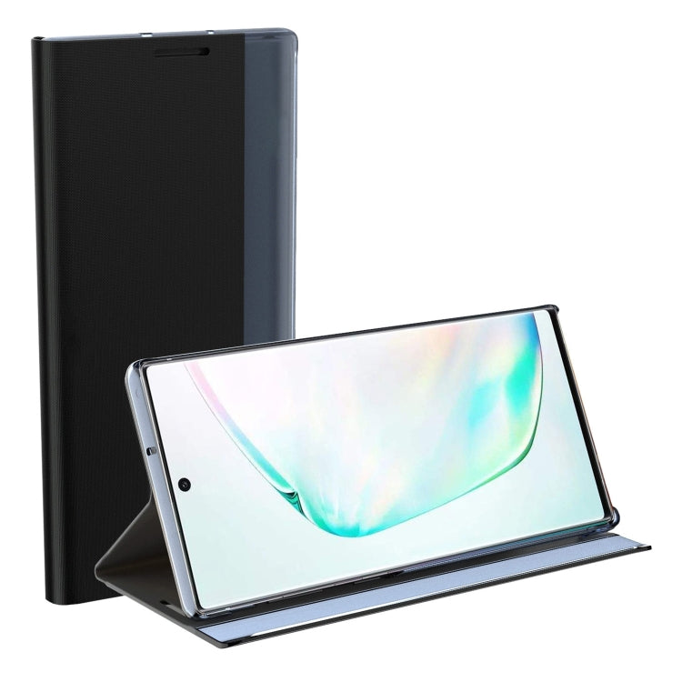 For Samsung Galaxy A71 5G Side Display Magnetic Horizontal Flip Plain Texture Cloth + PC Case with Holder & Sleep / Wake-up Function