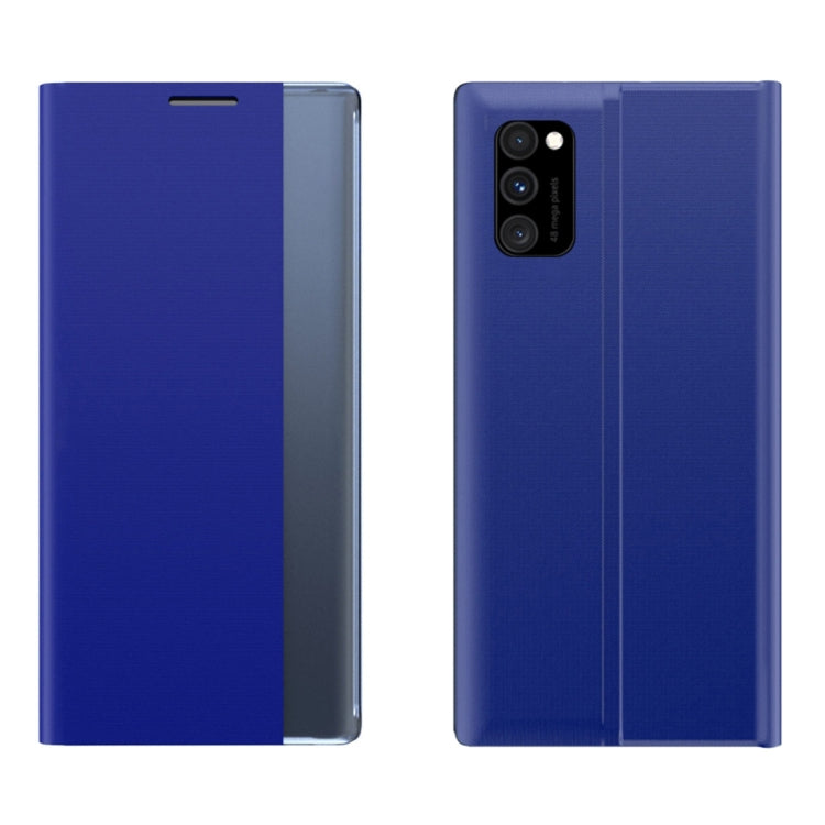 For Samsung Galaxy A71 5G Side Display Magnetic Horizontal Flip Plain Texture Cloth + PC Case with Holder & Sleep / Wake-up Function