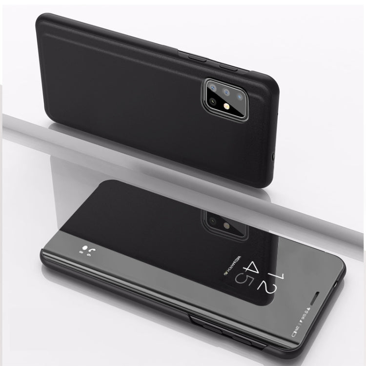 For Samsung Galaxy A71 5G Plated Mirror Horizontal Flip Leather Case with Holder