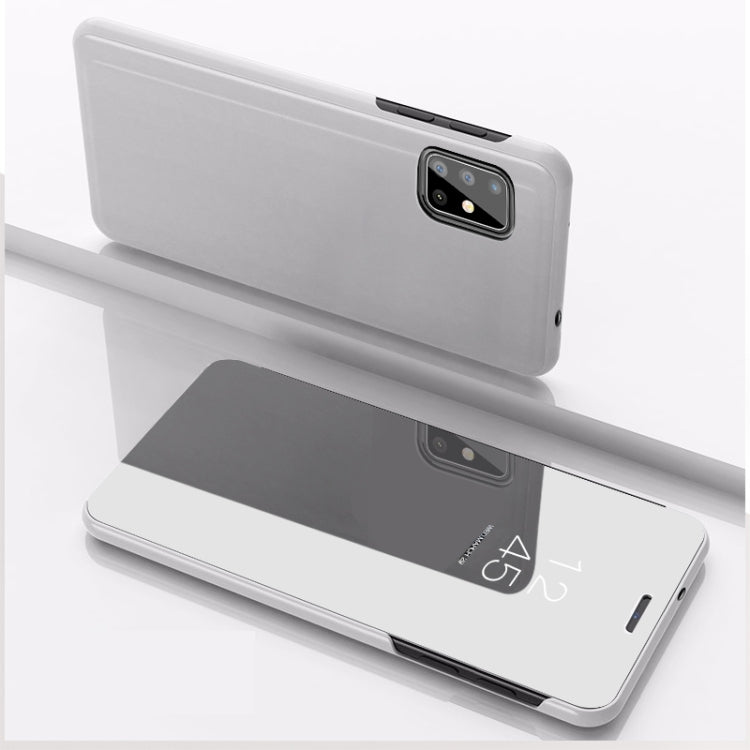 For Samsung Galaxy A71 5G Plated Mirror Horizontal Flip Leather Case with Holder