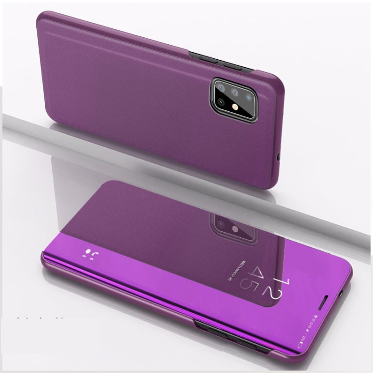 For Samsung Galaxy A71 5G Plated Mirror Horizontal Flip Leather Case with Holder