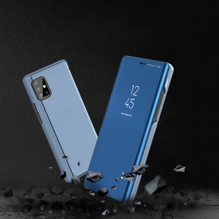 For Samsung Galaxy A71 5G Plated Mirror Horizontal Flip Leather Case with Holder