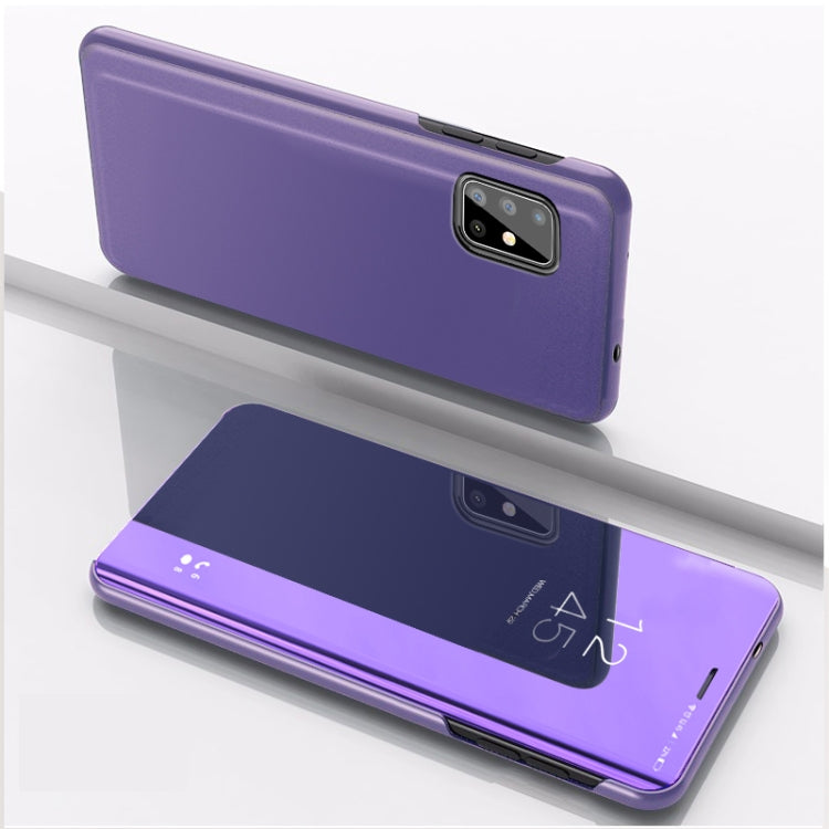 For Samsung Galaxy A71 5G Plated Mirror Horizontal Flip Leather Case with Holder