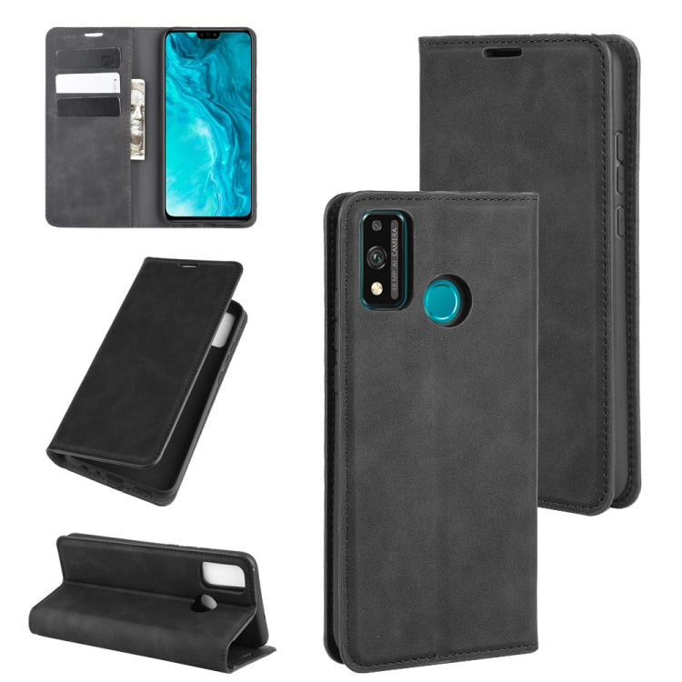 For Huawei Honor 9X lite Retro-skin Business Magnetic Suction Leather Case with Holder & Card Slots & Wallet