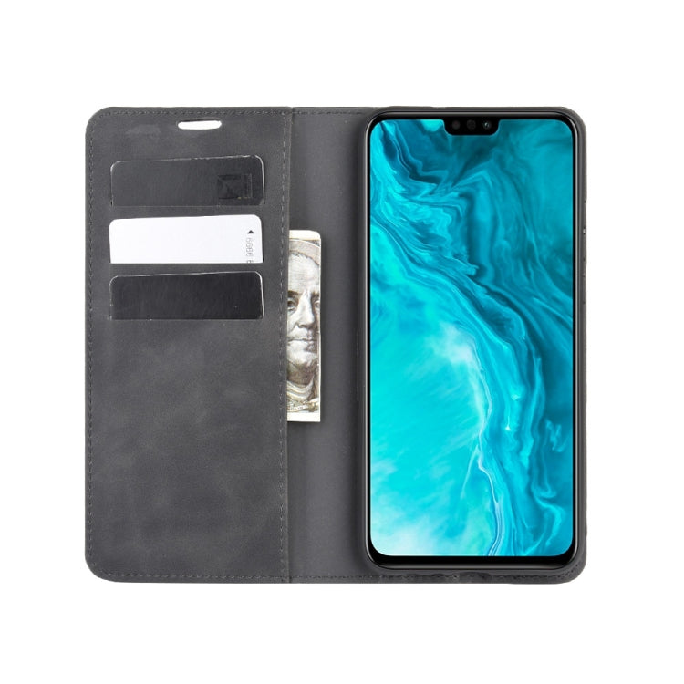 For Huawei Honor 9X lite Retro-skin Business Magnetic Suction Leather Case with Holder & Card Slots & Wallet