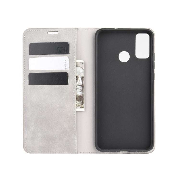 For Huawei Honor 9X lite Retro-skin Business Magnetic Suction Leather Case with Holder & Card Slots & Wallet
