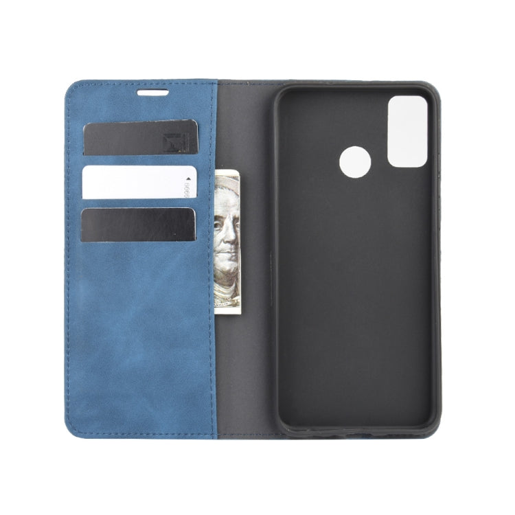 For Huawei Honor 9X lite Retro-skin Business Magnetic Suction Leather Case with Holder & Card Slots & Wallet