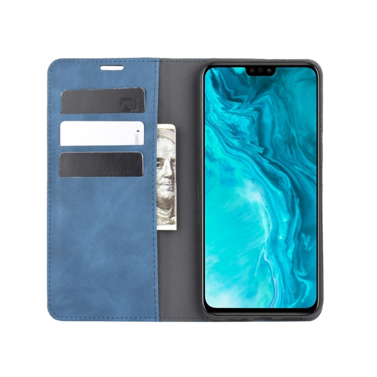 For Huawei Honor 9X lite Retro-skin Business Magnetic Suction Leather Case with Holder & Card Slots & Wallet