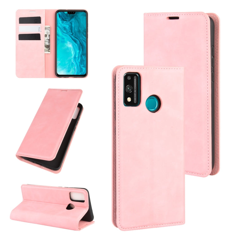 For Huawei Honor 9X lite Retro-skin Business Magnetic Suction Leather Case with Holder & Card Slots & Wallet