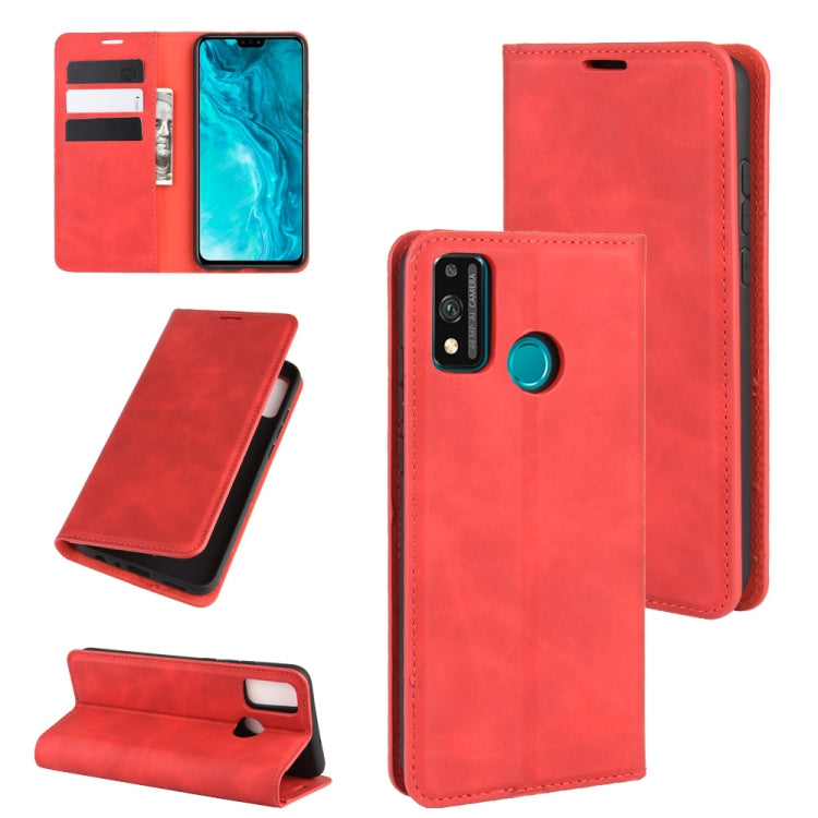 For Huawei Honor 9X lite Retro-skin Business Magnetic Suction Leather Case with Holder & Card Slots & Wallet