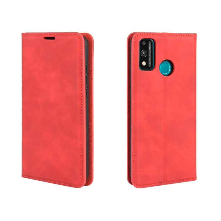 For Huawei Honor 9X lite Retro-skin Business Magnetic Suction Leather Case with Holder & Card Slots & Wallet