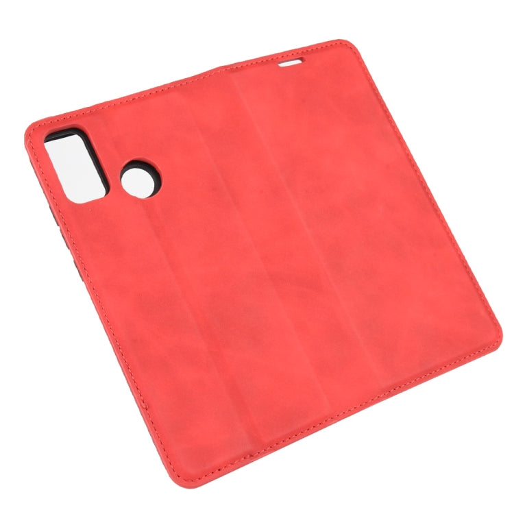 For Huawei Honor 9X lite Retro-skin Business Magnetic Suction Leather Case with Holder & Card Slots & Wallet