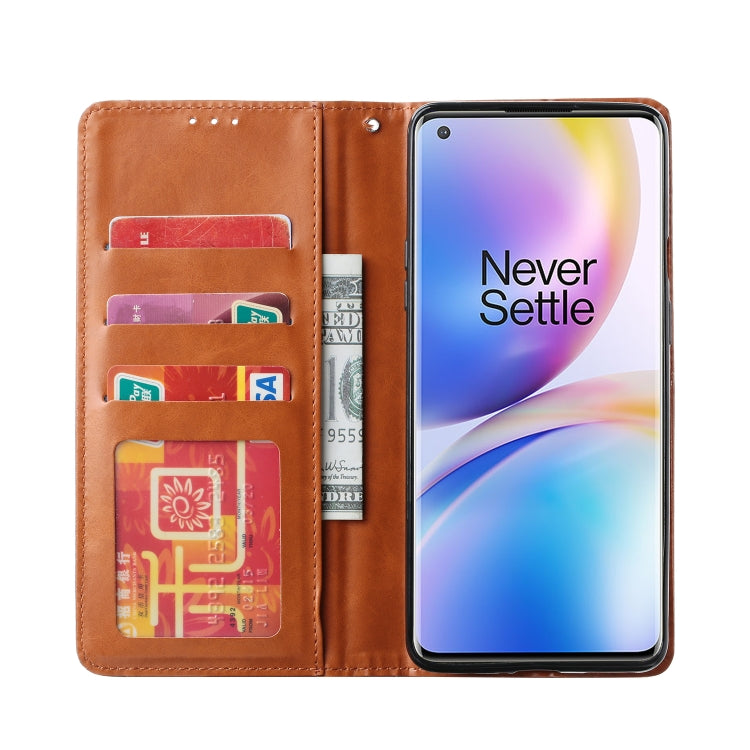 For OnePlus 8 Pro Knead Skin Texture Horizontal Flip Leather Case with Photo Frame & Holder & Card Slots & Wallet