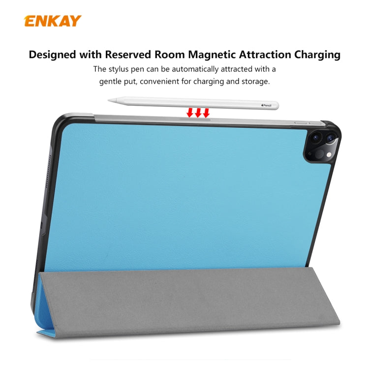 For iPad Pro 11 2022 / 2020 / 2021 ENKAY ENK-8001 Denim Pattern Horizontal Flip Leather Smart Tablet Case with Holder