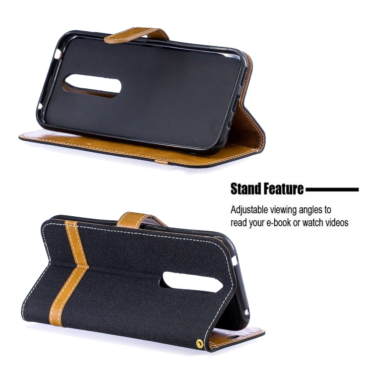 Color Matching Denim Texture Leather Case for  Galaxy  A6, with Holder & Card Slots & Wallet & Lanyard