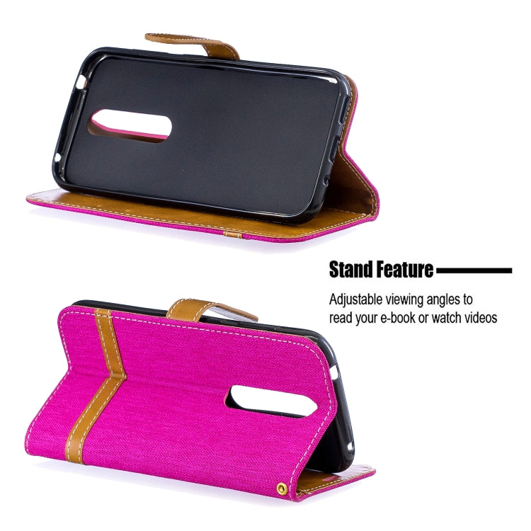 Color Matching Denim Texture Leather Case for  Galaxy  A6, with Holder & Card Slots & Wallet & Lanyard