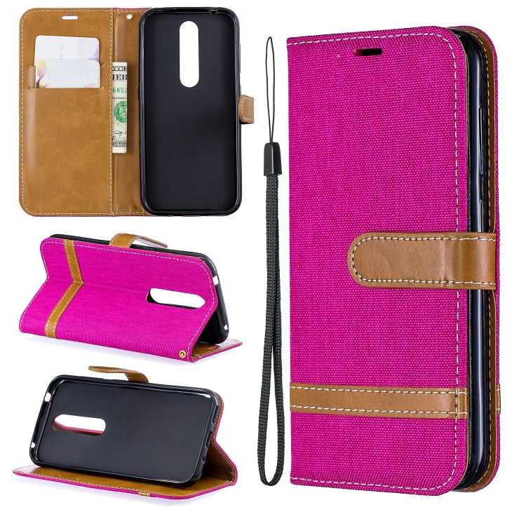 Color Matching Denim Texture Leather Case for  Galaxy  A6, with Holder & Card Slots & Wallet & Lanyard