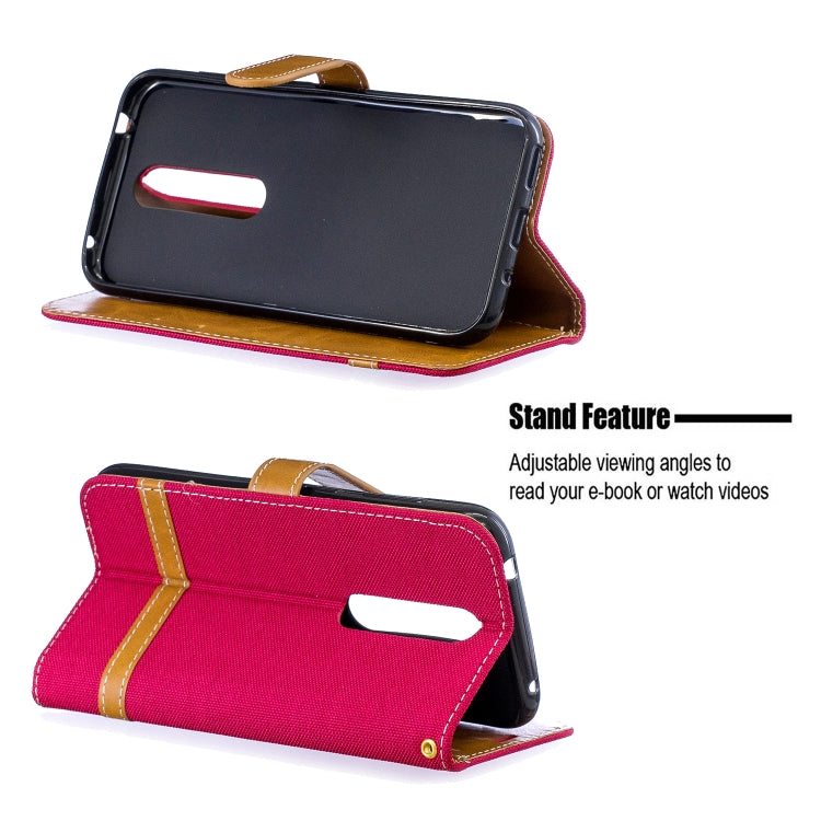 Color Matching Denim Texture Leather Case for  Galaxy  A6, with Holder & Card Slots & Wallet & Lanyard
