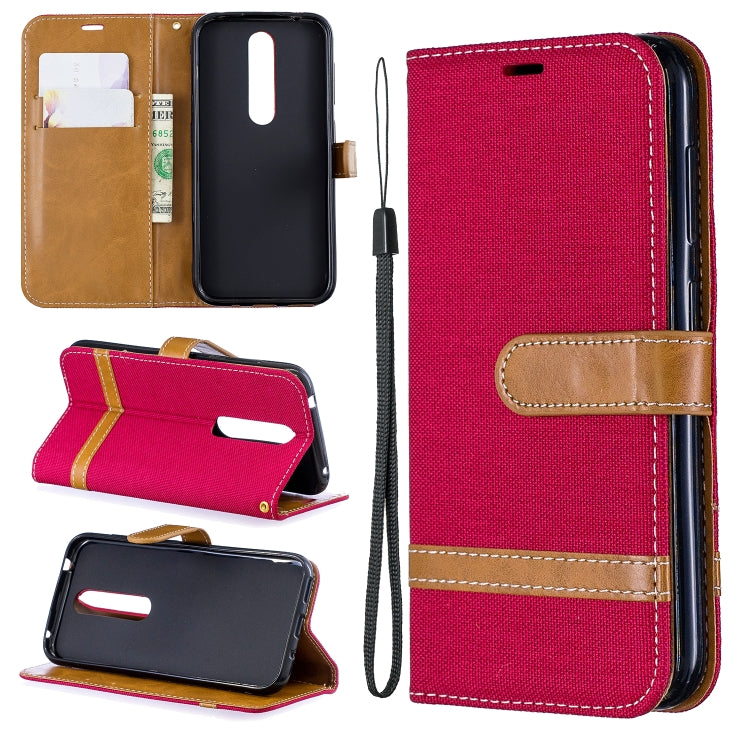 Color Matching Denim Texture Leather Case for  Galaxy  A6, with Holder & Card Slots & Wallet & Lanyard