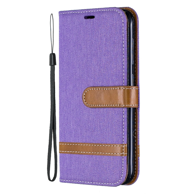 Color Matching Denim Texture Leather Case for  Galaxy  A6, with Holder & Card Slots & Wallet & Lanyard