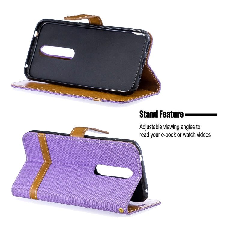 Color Matching Denim Texture Leather Case for  Galaxy  A6, with Holder & Card Slots & Wallet & Lanyard