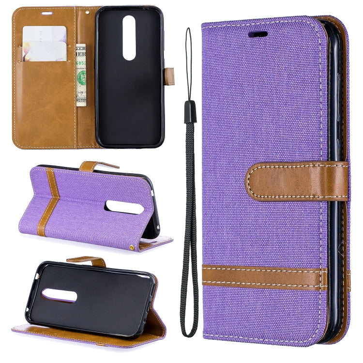 Color Matching Denim Texture Leather Case for  Galaxy  A6, with Holder & Card Slots & Wallet & Lanyard