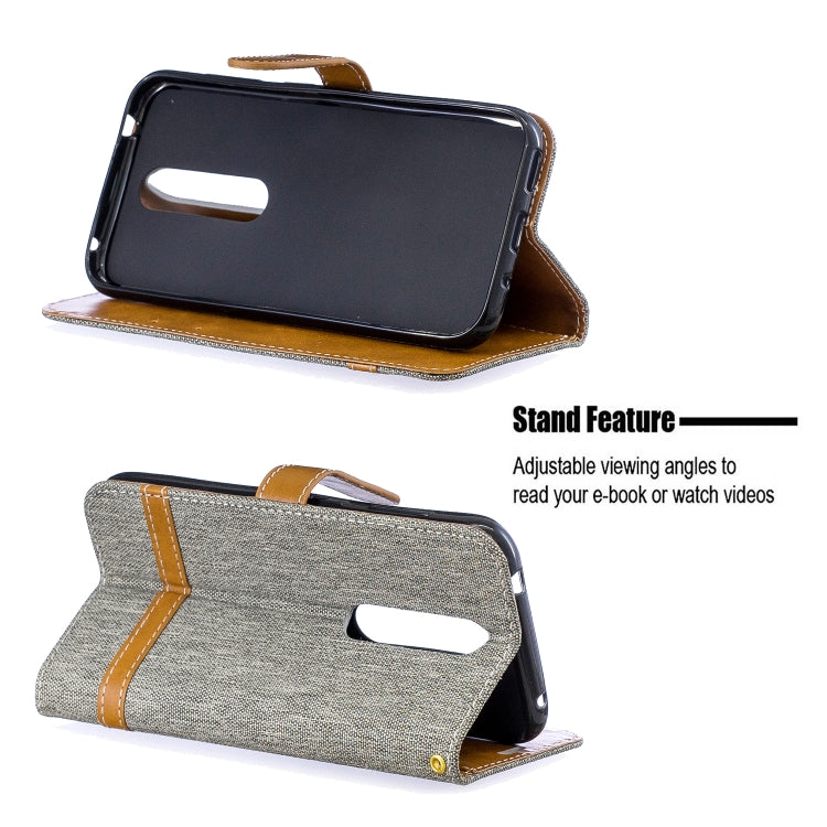 Color Matching Denim Texture Leather Case for  Galaxy  A6, with Holder & Card Slots & Wallet & Lanyard