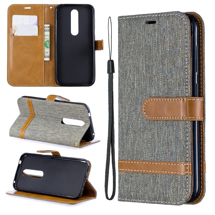 Color Matching Denim Texture Leather Case for  Galaxy  A6, with Holder & Card Slots & Wallet & Lanyard