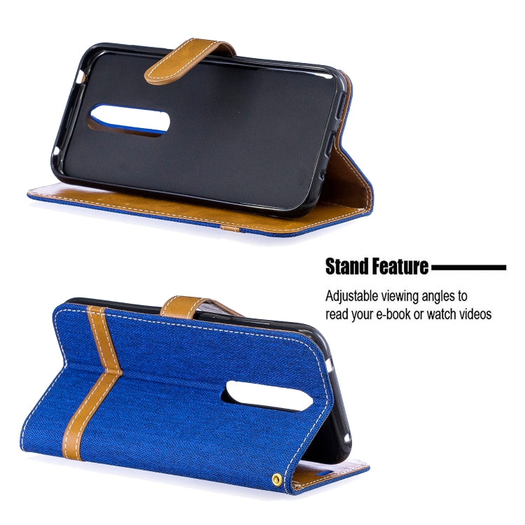 Color Matching Denim Texture Leather Case for  Galaxy  A6, with Holder & Card Slots & Wallet & Lanyard