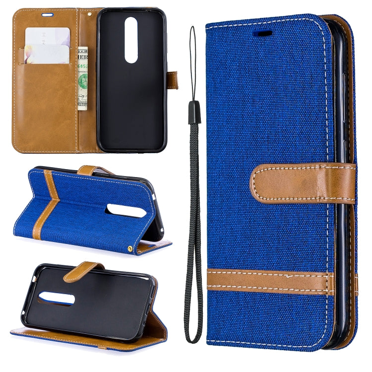 Color Matching Denim Texture Leather Case for  Galaxy  A6, with Holder & Card Slots & Wallet & Lanyard