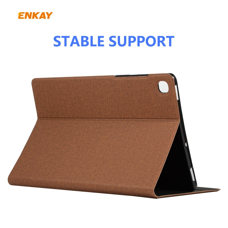 For Samsung Galaxy Tab S6 Lite P610 / P615 / Tab S6 Lite 2022 / P613 / P619 ENKAY Coarse Cloth Leather Smart Tablet Case