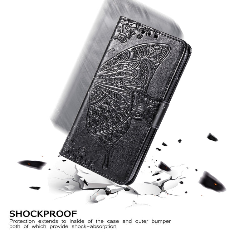 For Huawei Y5P Butterfly Love Flower Embossed Horizontal Flip Leather Case with Bracket / Card Slot / Wallet / Lanyard