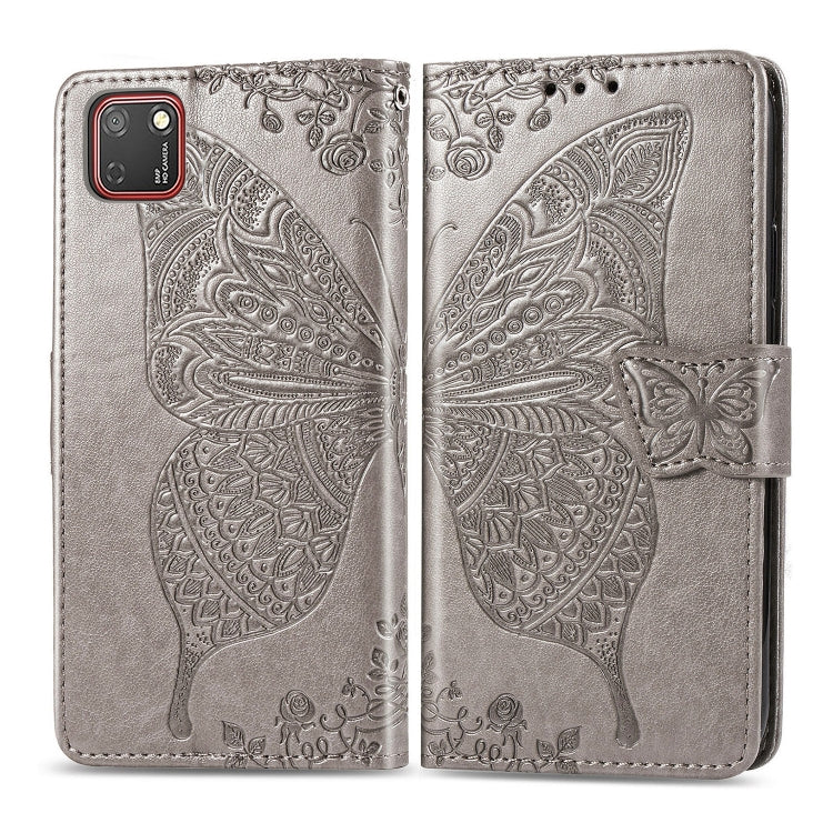For Huawei Y5P Butterfly Love Flower Embossed Horizontal Flip Leather Case with Bracket / Card Slot / Wallet / Lanyard