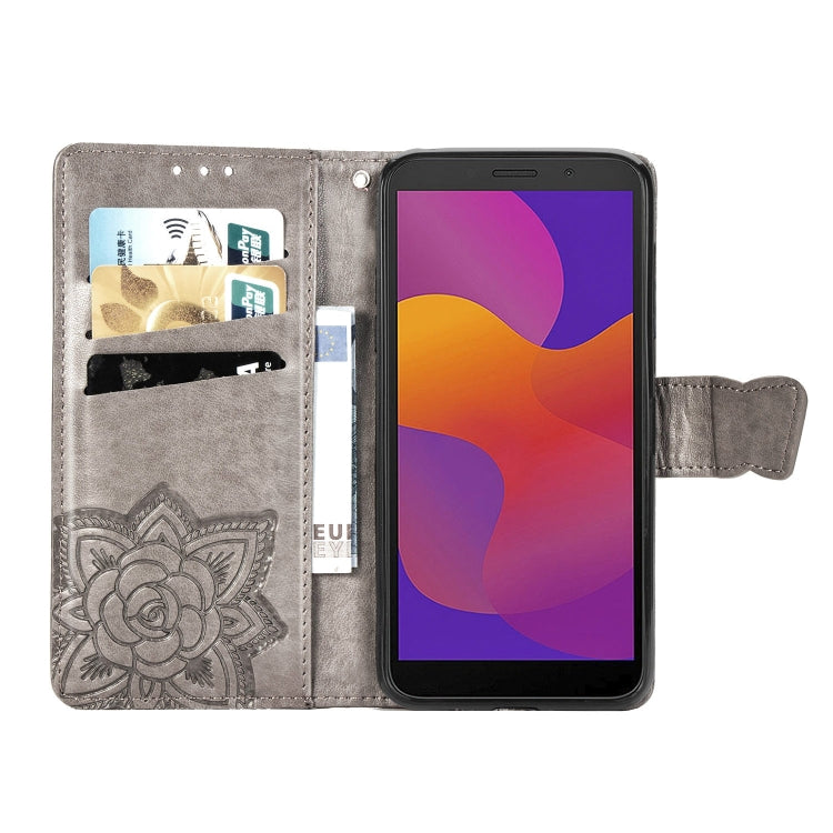 For Huawei Y5P Butterfly Love Flower Embossed Horizontal Flip Leather Case with Bracket / Card Slot / Wallet / Lanyard