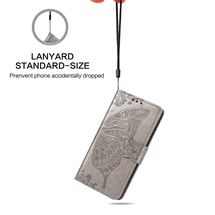 For Huawei Y5P Butterfly Love Flower Embossed Horizontal Flip Leather Case with Bracket / Card Slot / Wallet / Lanyard