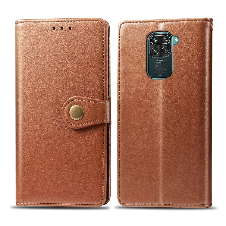 For Xiaomi Redmi 10X 4G/Redmi Note 9 Retro Solid Color Leather Buckle Phone Case with Lanyard & Photo Frame & Card Slot & Wallet & Stand Function