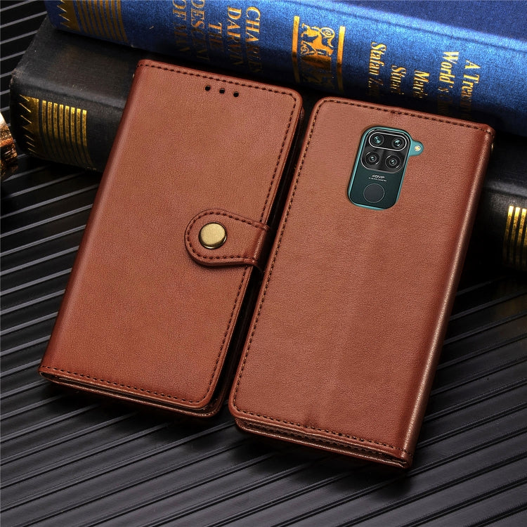 For Xiaomi Redmi 10X 4G/Redmi Note 9 Retro Solid Color Leather Buckle Phone Case with Lanyard & Photo Frame & Card Slot & Wallet & Stand Function